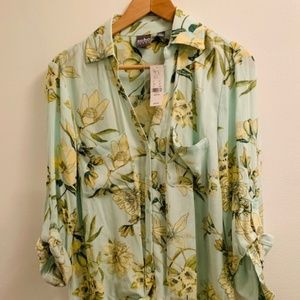 New York & Company Tops - New York & Co. Floral Tie-Front Blouse New York & Company Tops - New York & Co. Floral Tie-Front Blouse